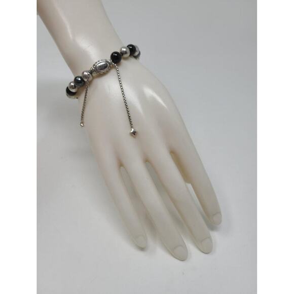 David Yurman Sterling Silver Onyx Hematine Beaded bracelet - Picture 3 of 10